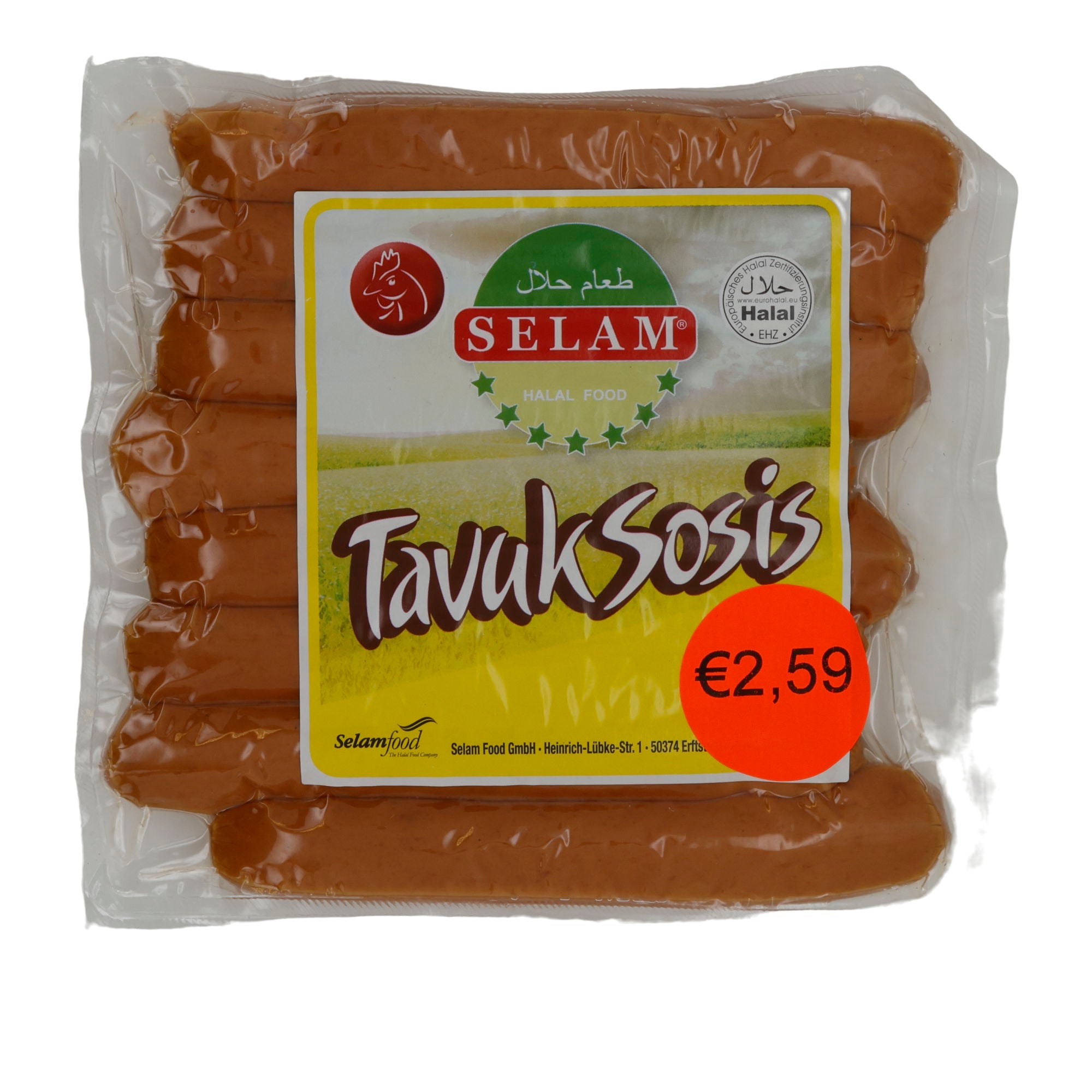 Würstchen Selam | Tavuk Sosis | Halal-Hähnchenwürstchen, vielseitig | 400 g SELAM